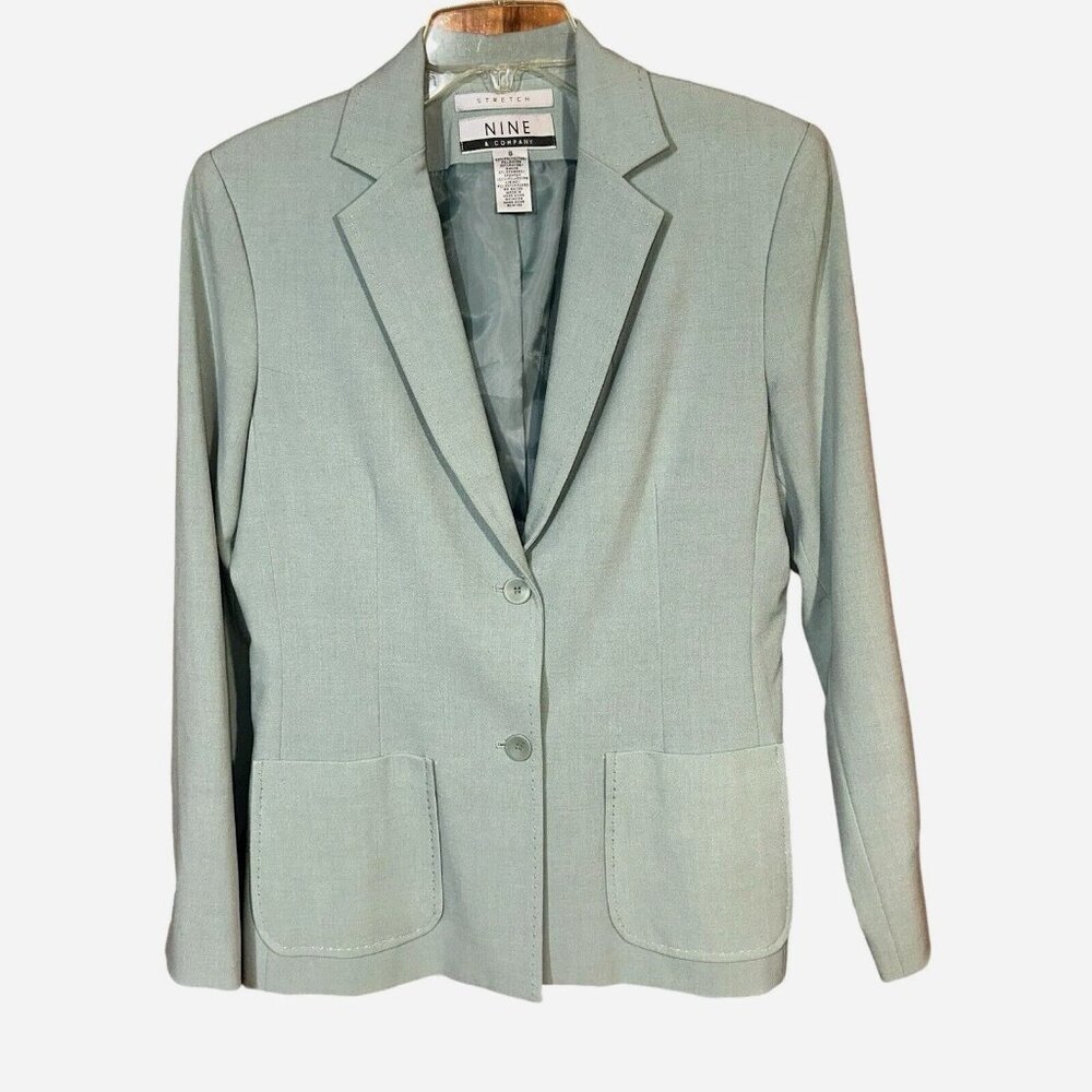 Nine & Co VTG Mint Green Stretch Blazer Y2K Careercore Quiet Luxury Size 8